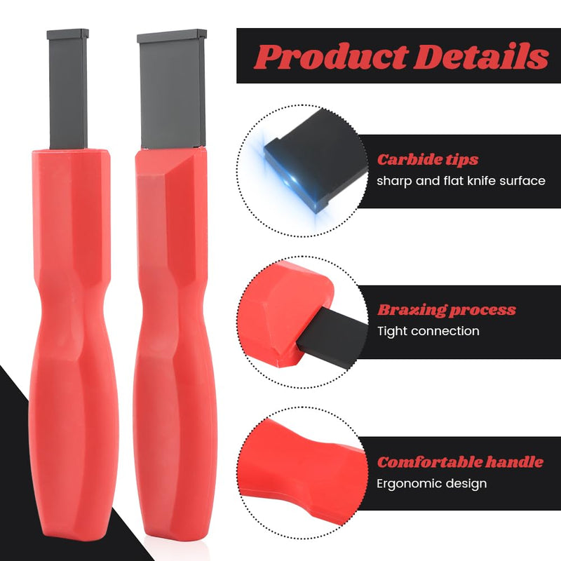 2pcs Carbide Scraper Set 1-1/4 Inch and 5/8 Inch Tough Scraper for Wood Metal Automotive Gasket Removal Durable Carbide Tool