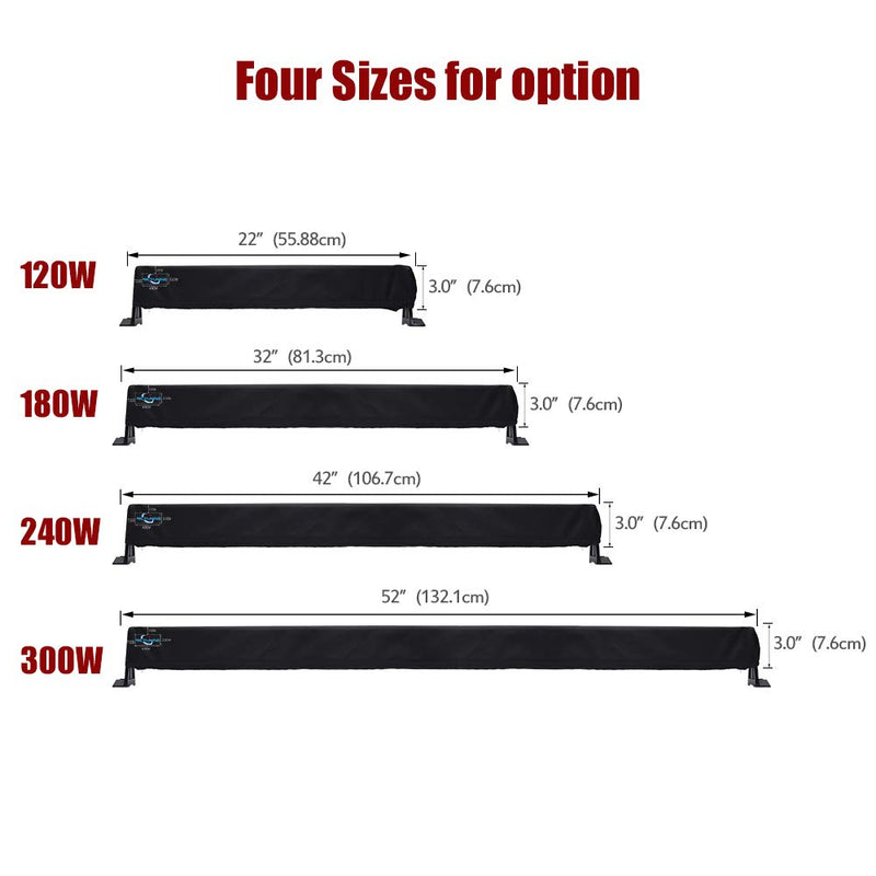 MICTUNING 52 inches Universal Straight and Curved LED Light Bar Cover - Water-Resistant, Windproof, Dustproof, Snowproof Scratch-Proof Protective Sleeve 52" Light Bar Cover