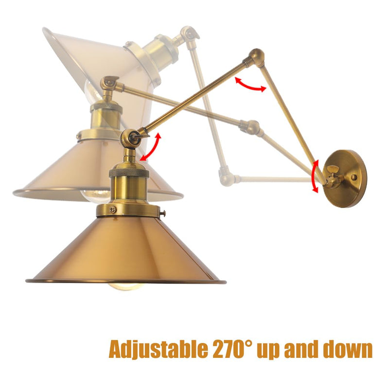 Wall Sconce, Wall Lamp with Swing Arm, Bronze Mid Century Vintage Wall Light for Kitchen, Bedrooom, Living Room, Hallway, Stairway Art Deco