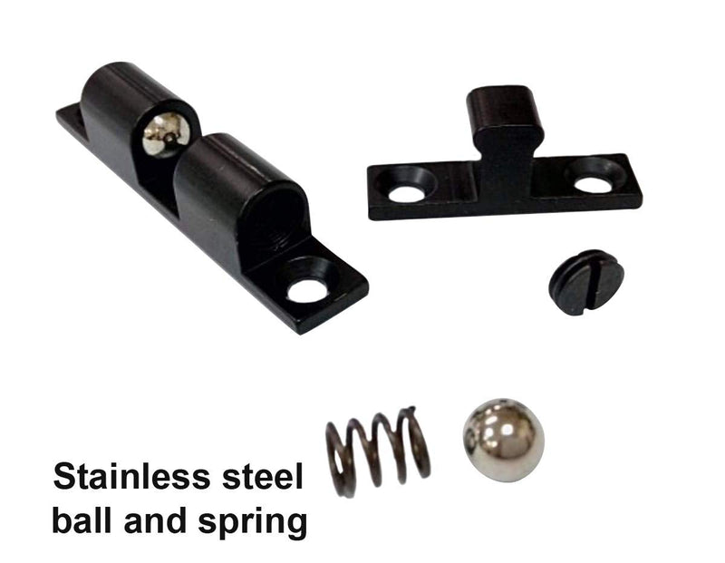 QCAA Solid Brass Double Ball Catch, 60mm, with#304 Stainless Steel Ball & Tension Spring, Matte Black, 6 Pack, Made in Taiwan Matte Black (60mm)