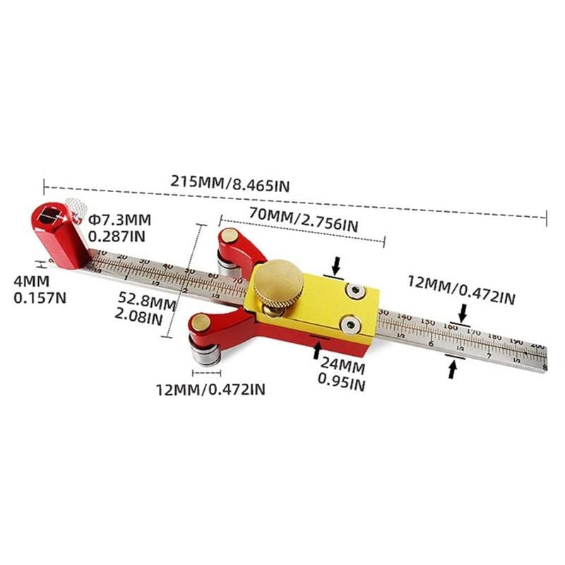 Latest Models Multifunctional scribing Ruler Parallel line Drawing Tool Gauge with Straight line arc Measurement DIY Woodworking scribing Tool Type2