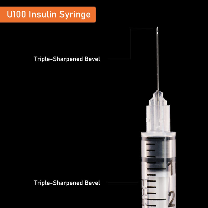 1ml/cc 31G Syringe 5/16" (8mm) Needle, Disposable Individual Package Pack of 100 1ml 31G 5/16inch
