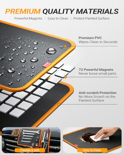 3-PCS Flexible Magnetic Tool Mat Set, Magnetic Organizer for Tools, Screws, Nuts & Metal Parts, Scratch-Free Design for Garage, Workshop & Auto Repair, Mechanic Gifts L x 1 pcs; M x 1 pcs; S x 1 pcs