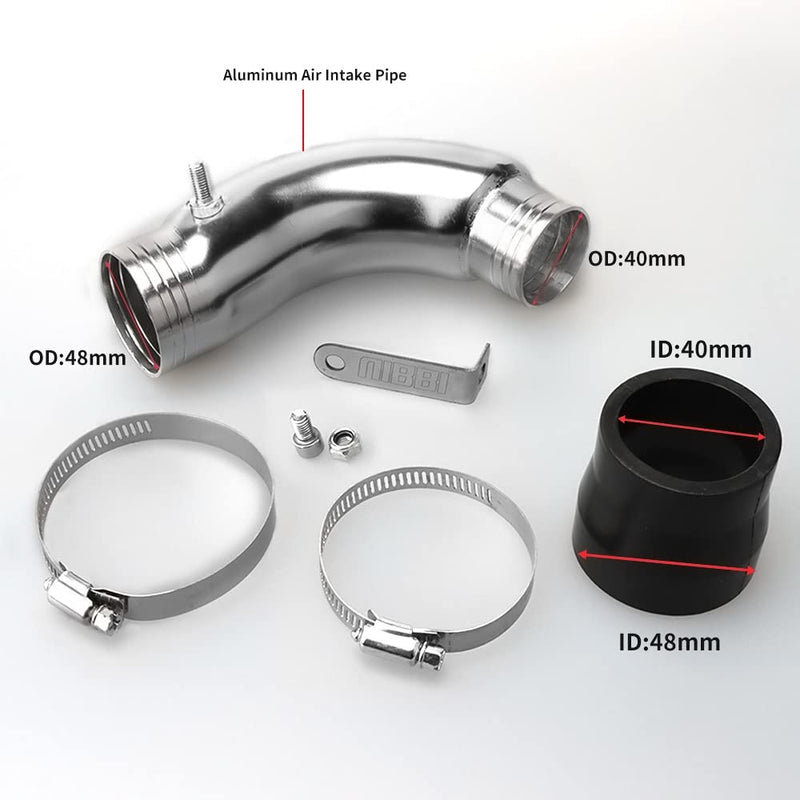NIBBI Air Filter Intake Curve Pipe,High Performance Air Intake Elbow, Cold Air Intake Fit for GY6 Engine Aluminum