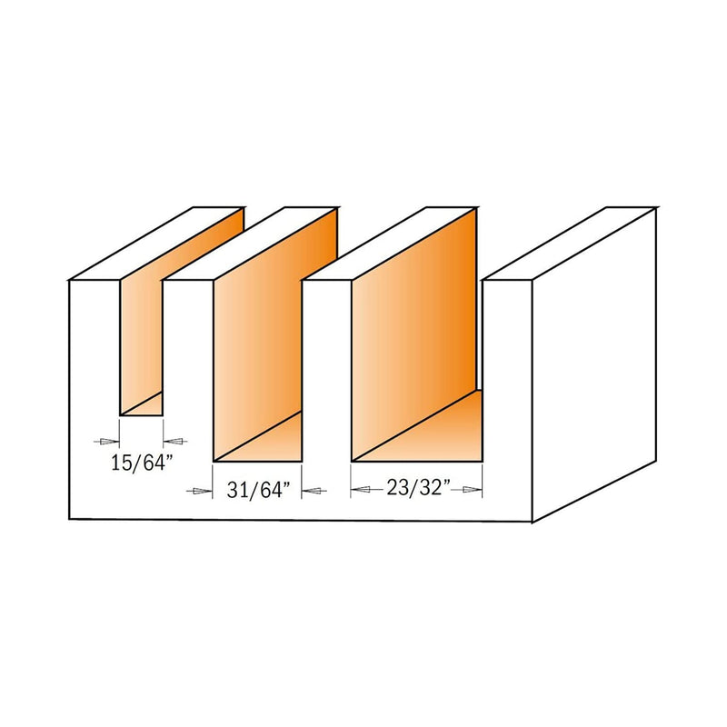 CMT 811.001.11 3-Piece Plywood Groove Set in Carrying Case, 1/4-Shank