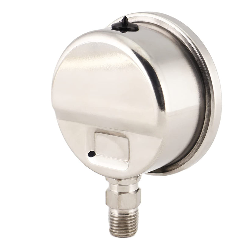 P255 Series 2.5" Dial, Oil Filled Full Stainless Steel Pressure Gauge, 0-15 PSI/kPa, ±1.6% Accuracy, 1/4" NPT, Bottom Mount