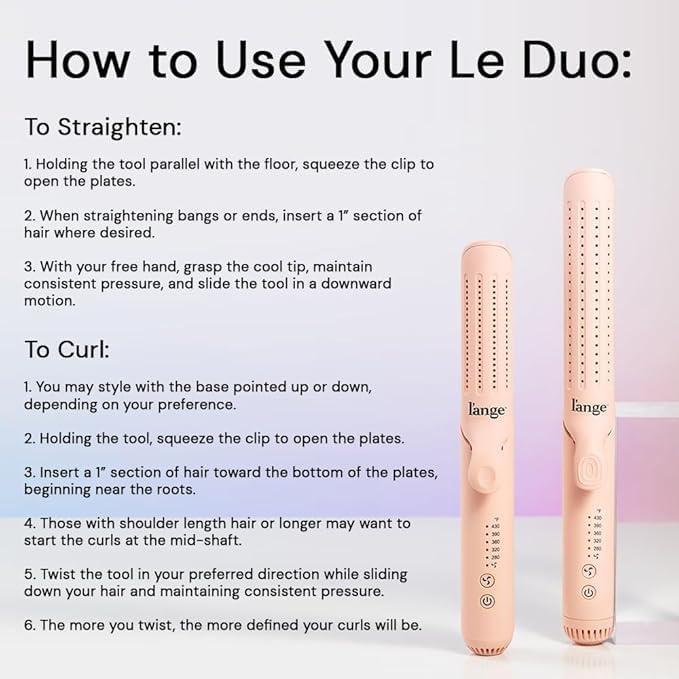  [AUSTRALIA] - L'ANGE HAIR Le Duo 360° Airflow Styler - 2-in-1 Curling Wand & Titanium Flat Iron Hair Straightener - Professional Hair Styler - Hair Curler with Cooling Air Vents - Adjustable Temp.