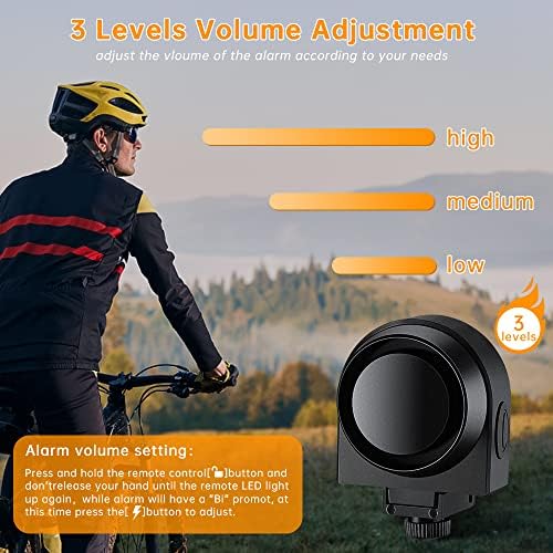 ONVIAN Wireless Bike Alarm with Remote, 115dB Loud Bicycle Anti Theft Alarm Vibration Motion Sensor System, USB-C Rechargeable Bike Alarms for Ebikes, Motorcycle, Scooter, Car, IPX5 Waterproof A2-1pack