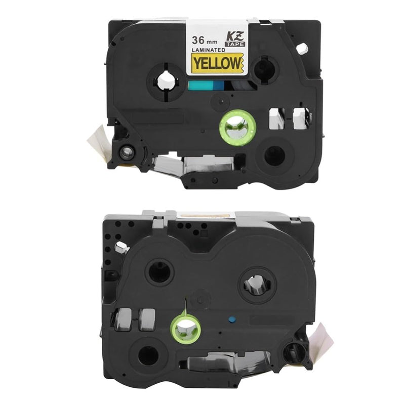 x 8m Laminated Label Maker Tape, PET Labeling Tape, Black on Yellow or Black on Red, Compatible with PT-9700PC PT-9800PCN PT-3600(Black on Yellow)
