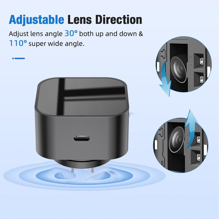 LIZVIE Phone Camera Charger, 1080p HD Hidden Camera Charger Motion Detection Remote View – 2.4G WiFi - Wide-Angle 170°App/SD Storage Nanny Cam for Home Security Indoor.