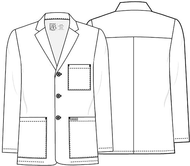 Cherokee Mens Lab Coat 30" Men's Consultation Coat Durable, Mechanical Stretch - CK401 Standard Size 30" Large White