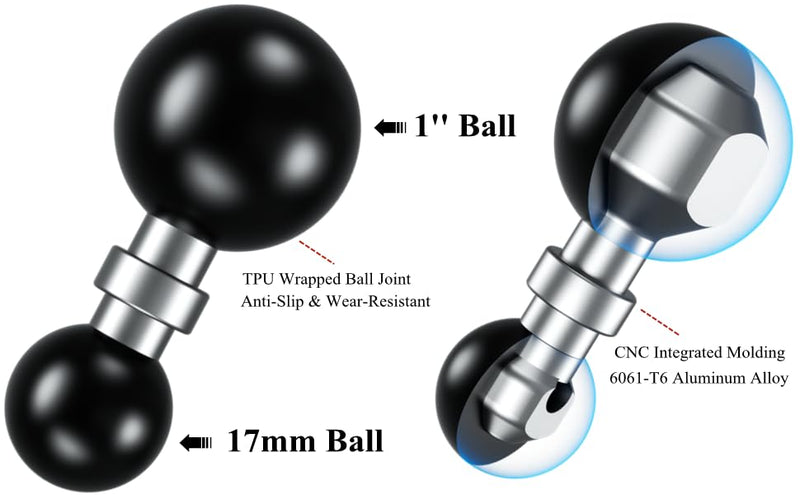 GPS Mount kit for Garmin Nuvi, 1'' Ball to 17mm Ball Adapter for RAM Mounts B Size with GPS Connect Bracket for Garmin Nuvi 2577LT 42LM 44 52LM 54 55LMT 56 2457 2497 GPS (1)