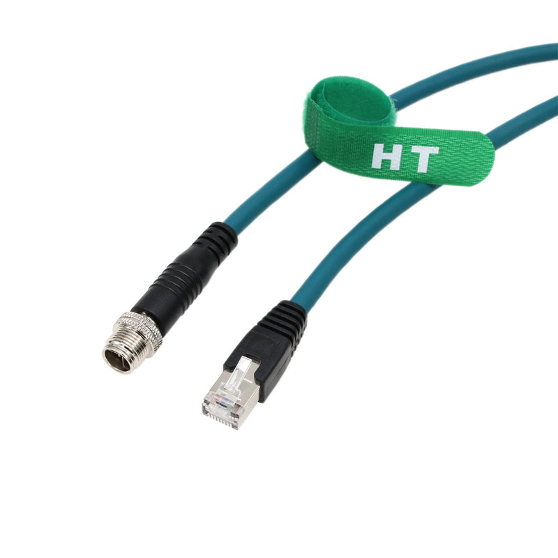 M12 Ethernet 8 Pin X-Code RJ45 CAT-7e GigE Cable for Basler Cognex Vision Camera Sensor Barcode Reader PLC Router Switch Network 1M 1 meter