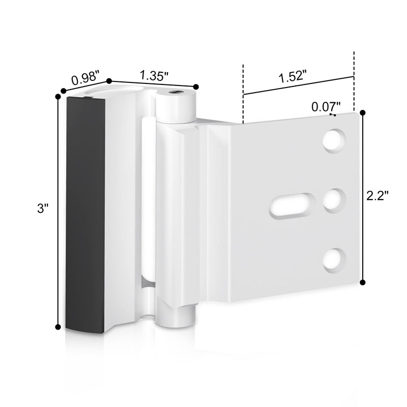2Pack Door Reinforcement Lock Withstands 800lbs of Force - White Extra Proof Door Lock for Kids Safety Drilling Required,Prevents Unauthorized Entry,Add a Door Security Locks for Home Safety & Privacy 2