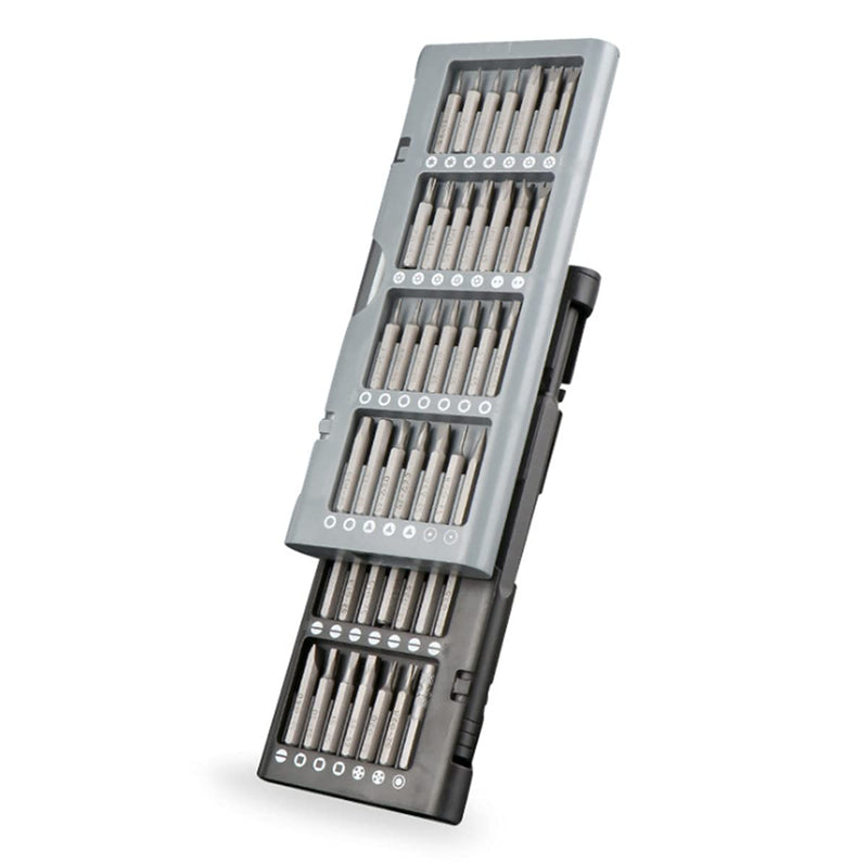 56 in 1 Screwdriver Sets Double-sided S2 Screwdriver Box Mounted Repair Tool Kit for Electronic Products Glasses Computers Etc Grey