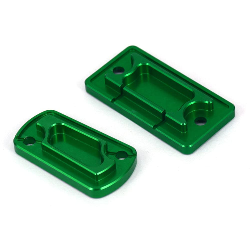 Motorcycle Front And Rear Brake Fluid Reservoir Cover CNC Cap Set Compatible To KX125 KX250 03-08 KX250F 04-18 KX250 19-20 KX450F 06-18 KLX300R 2020 KLX450R 08-15 Dirt Bike Green Front & Rear Brake Fluid Reservoir Cover_1