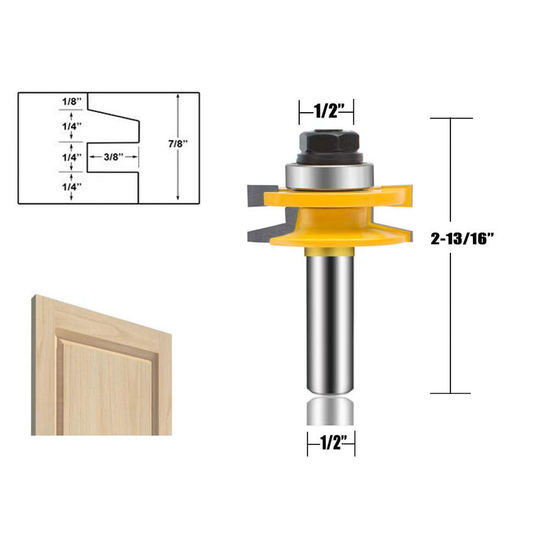 OLETBE 3 PCS Router Bit Set, 1/2-Inch Shank Round Over Raised Panel Cabinet Door Rail and Stile Router Bits, Woodworking Wood Cutter, Wood Carbide Groove Tongue Milling Tool (Square) SQUARE