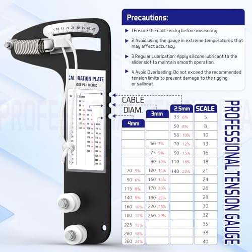Touri Sailboat Rigging Tension Gauge, PT-1M Professional Tool, 800 Lb