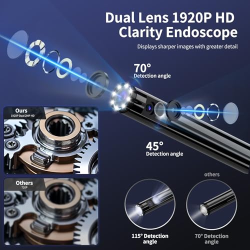 Endoscope Camera with Light, 1920P HD Borescope Inspection Camera 32.8ft Dual Lens