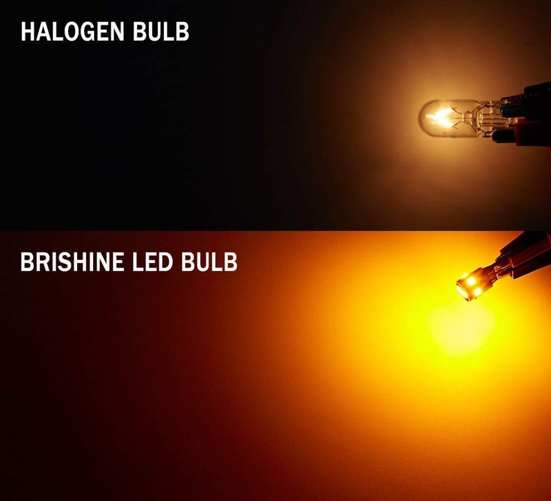 300LM Extremely Bright Canbus Error Free 194 168 2825 192 W5W T10 LED Bulbs Amber Yellow 9-SMD 2835 LED Chipsets for Side Marker Turn Signal Blinker Map Door Parking Lights (Pack of 4)