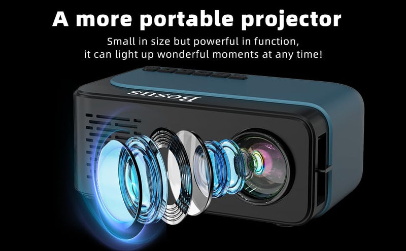 Mini Projector, HD 1080P WiFi Video Projector, Portable Outdoor Projector with Tripod, Gift for Kids, Home Theater Movie Phone Projector Compatible with USB, AV, Smartphone/Tablet/Laptop (cyan) cyan