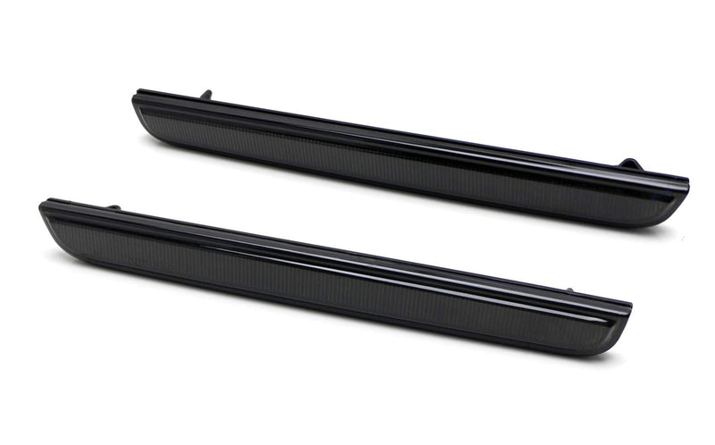 iJDMTOY Blackout Smoked Lens Rear Bumper Reflector Lenses Compatible With 2015-up Dodge Challenger, OE-Spec LH RH Assembly