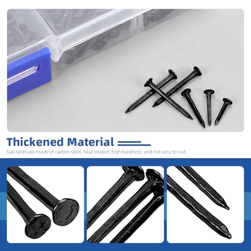 Glarks 1200pcs Shoe Repair Nails Tacks 3/8’’(10MM) 1/2’’(13MM) 5/8’’(16MM) 3/4’’(19MM) 7/8’’(22MM) 1’’(25MM) Replacement Heels Nails Tacks for Boots Furniture Nails Tacks Shoe Repair Tools