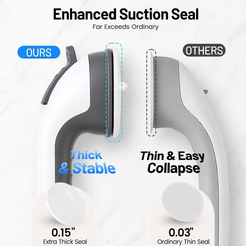 2 Pack Grab Bars for Shower Handle, Elderly Assistance Products, Seniors Removable Bar Safety, Suction Cup Handles for Bathtubs and Showers/Bathroom/Walls, Heavy Duty Handrails Grip 500lbs,No Drilling Grey-2 PACK