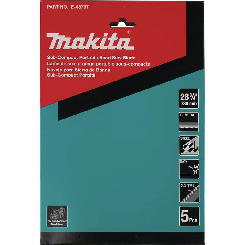 Makita E-08757 28-3/4" 24 TPI Bi-Metal Sub-Compact Portable Band Saw Blade, 5/pk