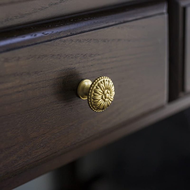 Brass Cabinet Round Knobs, 4 Pack Gold Euro Style Cabinet Knob Dresser Drawer Modern Dresser Drawer Knobs, Vintage Brass Cabinet Knobs 4pack