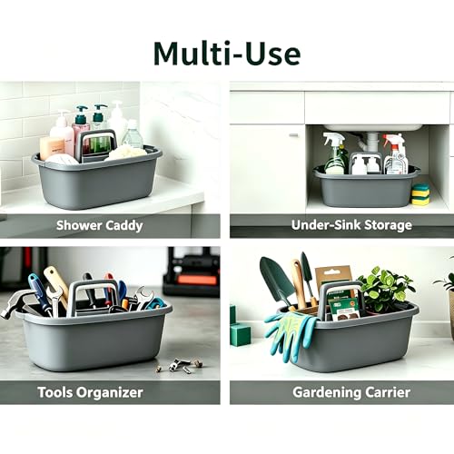 Cleaning Supplies Caddy 3 Pack: Heavy Duty Large Tool Tote with Handle