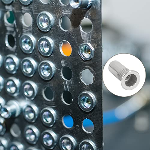 METALLIXITY Sealed Rivet Nuts (M5) 20Pcs, 304 Stainless Steel Blind Closed End Threaded Insert Nuts - for Furniture Mechanical Fasteners, Silver Tone M5 20