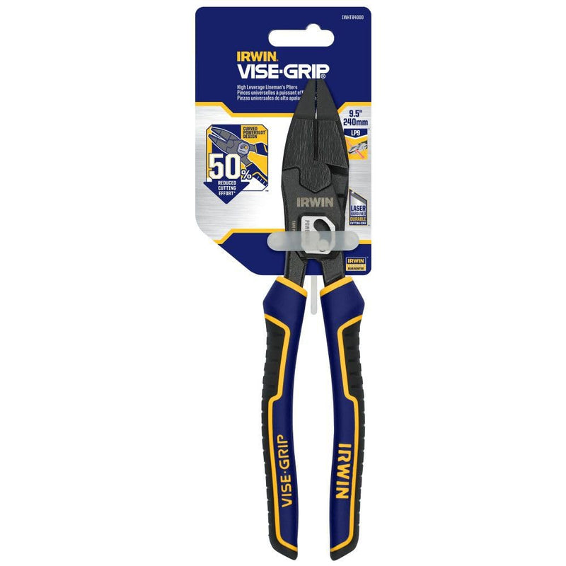 IRWIN VISE-GRIP Pliers, PowerSlot High Leverage Lineman's, 9.5 Inch (IWHT84000) One Size 9.5" Lineman's Pliers