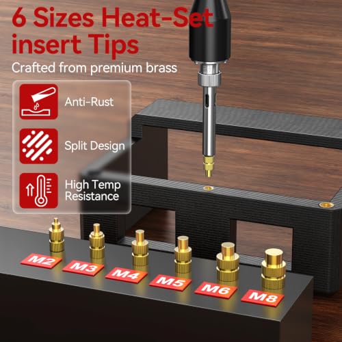 Threaded Inserts Set 350pcs M2-M8 and 9 Repair Tips Digital Soldering Iron M2-M8+350Pcs Heat Inserts