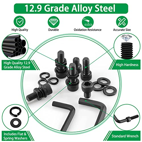860Pcs M2-M5 Metric Screws, 12.9 Alloy Steel Hex Bolts & Nuts Kit M2 M3 M4 M5 860pcs 3