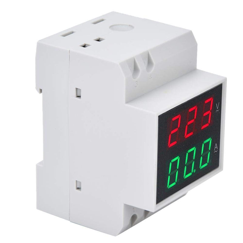 DIN Rail Voltage Ampere Meter, AC80-300V AC0-99.9A Multi-Functional Digital Din Rail Current Voltage Power Meter Ammeter Voltmeter, Din Rail Led Display Digital AC Voltmeter