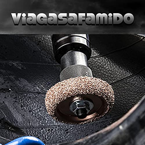 Tire Buffing Wheel, 2Pcs Tungsten Steel Auto Tire Buffer Grinder Patches Grinding Head Coarse Grit Polishing Pad with Linking Rod for Car Truck Motorcycle Bike Tire Repair