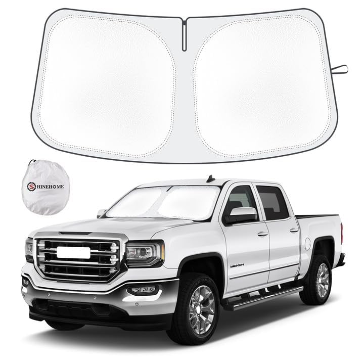 Car Windshield Sun Shade Compatible with 2025 2024 2023 2022 2021 2020 2019 GMC Sierra 1500 2500 3500 SLT, AT4, Denali Accessories Foldable Sunshade Truck Custom Windshield Sun Visor For 2019-2025 GMC Sierra 1500 2500 3500