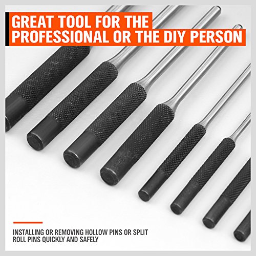 HORUSDY 9 Pieces Roll Pin Punch Set, Removing Repair Tool with Holder for Automotive, Watch Repair, Jewelry and Craft (Pack of 2) 9 Pieces Roll Pin Punch Set (Pack of 2)