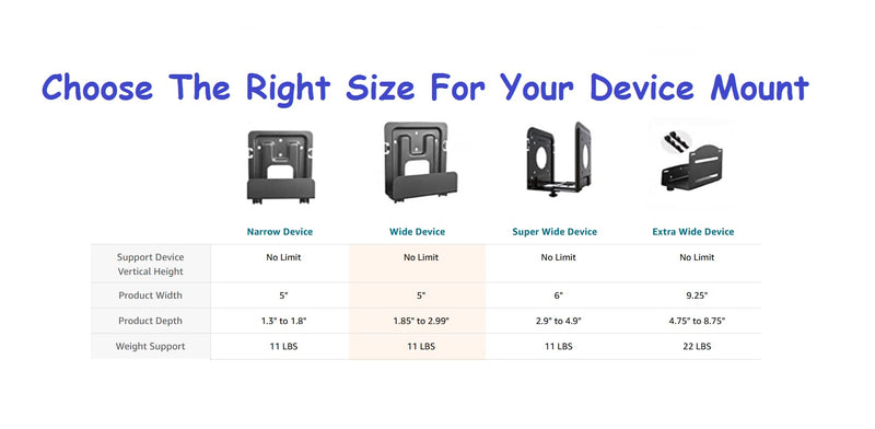 Mount Plus MP-06-02 2 Pack Cable Box Mount and Modem Mount for Wide Range of Media Players, Cable Boxes, Modems, DVD Players, Game Console (2 Pack Wide) 2 Pack Wide