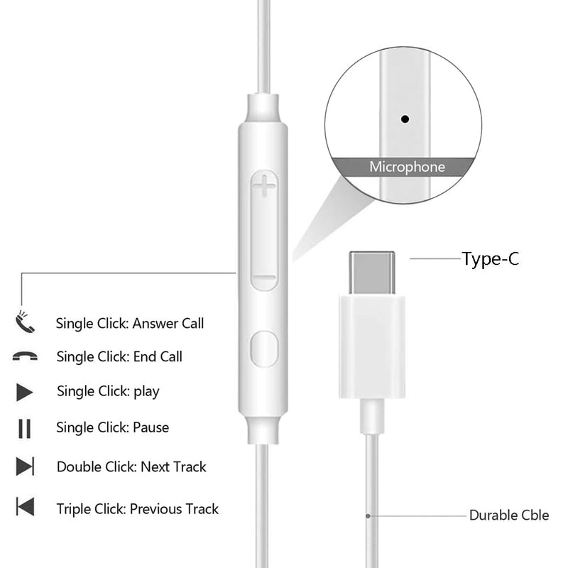 USB C Headphones for iPhone 17 16 15 Pro Max USB C Wired Earbuds with Mic | 2 Pack Type C Earphones Remote Control & Noise Isolating Wired Headphones for iPhone 17 16 15 iPad Samsung Galaxy S25 S24