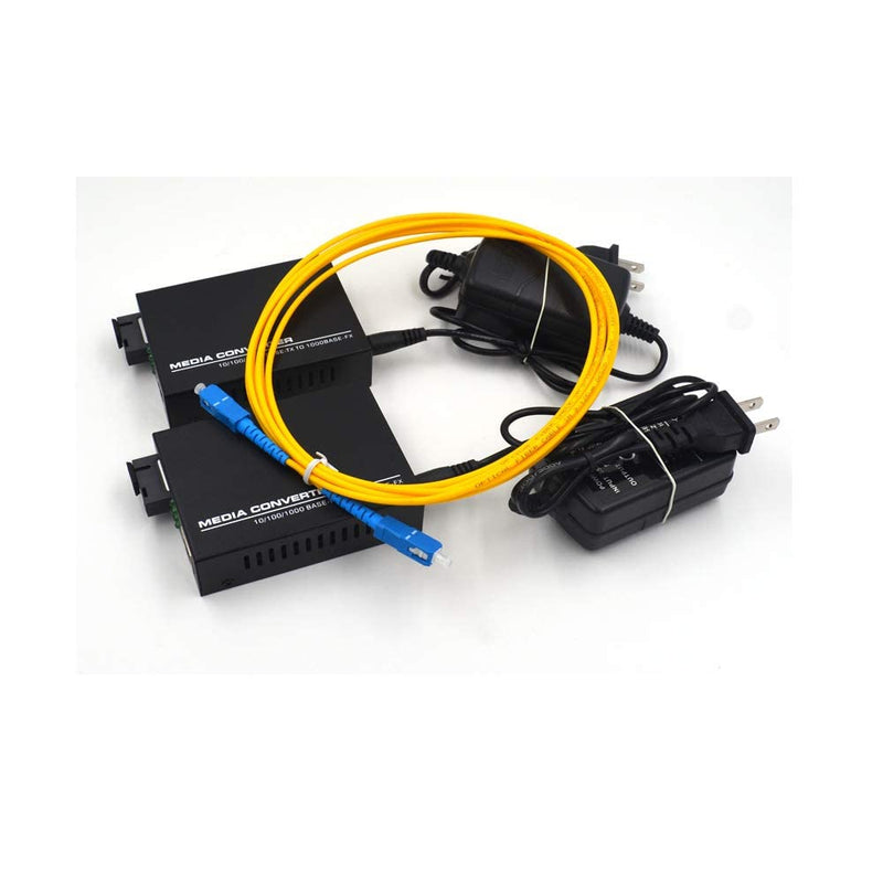 Gigabit Ethernet Fiber Media Converters, A Pair of 10/100/1000M RJ45 to 1000M Bi-Directional Single-Mode SC Fiber, up to 20Km(12.4mi)