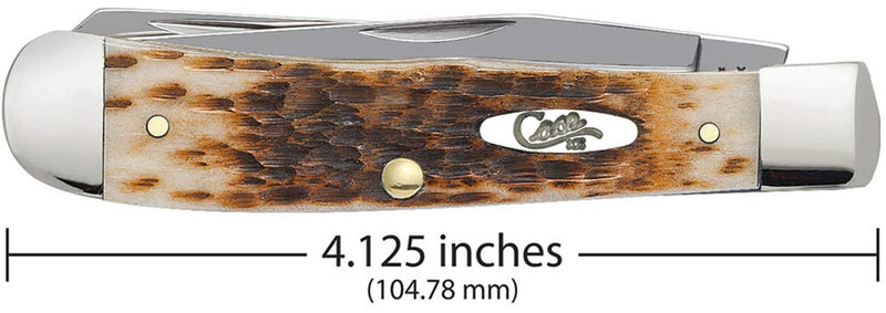 Case XX WR Pocket Knife Trapper With Genuine Bone Handle, Carbon Steel Blade(s), Length Closed: 4 1/8 Inches (Amber Bone) Amber Bone