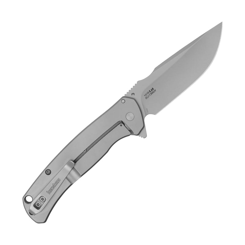 Kershaw Scour Pocket Knife, Matte Gray Design, 3.3 Inch Stainless Steel Drop Point Blade, EDC with Assisted Opening, Reversible Pocketclip, Everyday Carry Pocket Knife for Men and Women