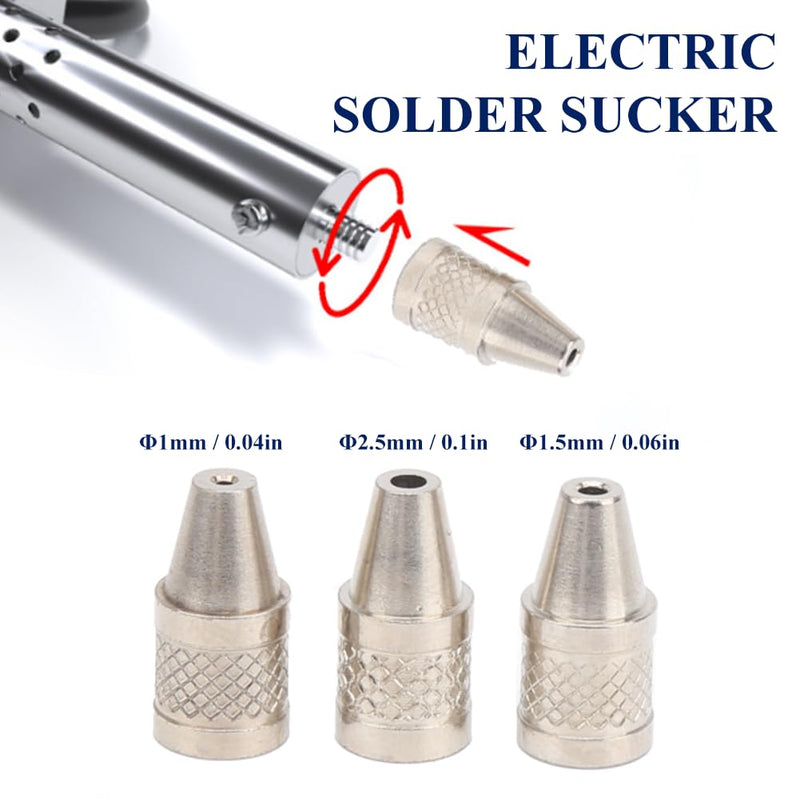 Electric Solder Sucker 30W Automatic Desoldering Pump with Vacuum Suction, 3 Nozzles (1.0mm, 1.5mm, 2.5mm) Tin Suction Device for Tin Removal Work (US Plug AC110V) ﻿