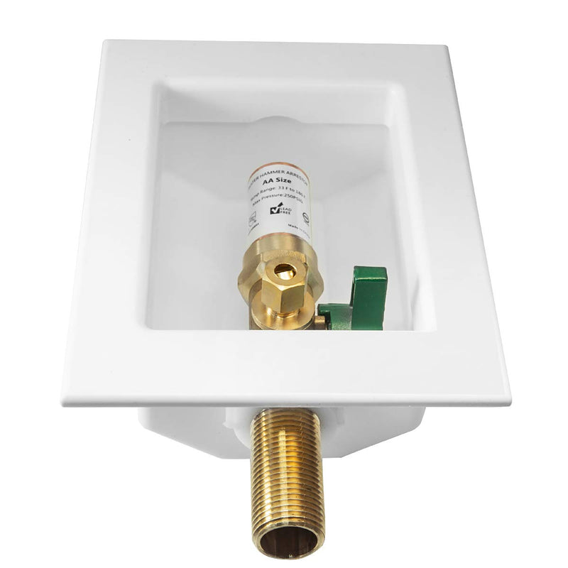 EFIELD Sweat Pre-assembled Ice Maker Outlet Box, 1/2-Inch Sweat with Installed 1/4-Turn Ball Valve with Copper Water Hammer Arrestor,(IM006)