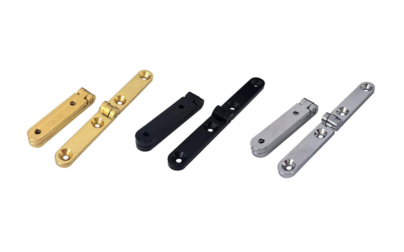 QCAA Solid Brass Heavy Jewery Box Side Rail Hinge, 180 Degrees, 72 x 8 x 3mm (2.83" x 0.31" x 0.118"), Polish Chrome, Made in Taiwan, 2 Pair (4 PCS) 2 PRS Polish Chrome(180 degrees)