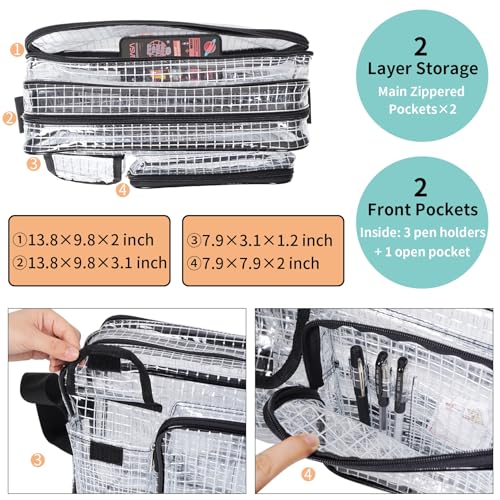 NOTAG Clear Tool Bag Anti-Static,Engineer's Bag,Transparent PVC Bag for Work,Cleanroom Shoulderbag 14 Inches 13.8 x 8.3 x 9.8 inch