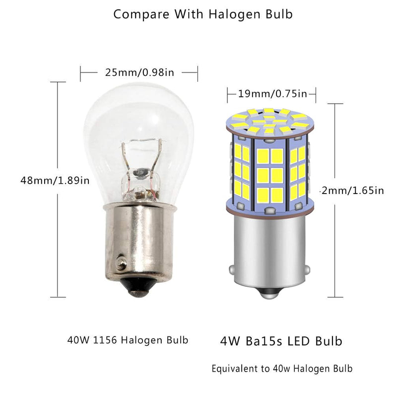 GRV Ba15s 1156 1141 LED Bulb 4W 56-2835SMD Super Bright AC/DC12V-24V 40W Halogen Replacement for RV Trailer Camper Motorhome Interior Lights Cool White Pack of 6 Pack of 6 (4Watt)