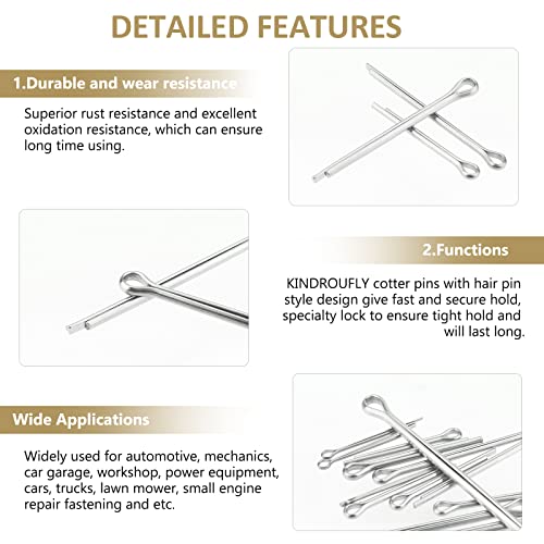 360 Pieces 6 Sizes Cotter Pins Assortment Kit, 304 Stainless Steel 360